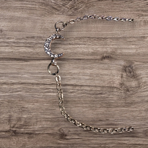 🩷3 for $15: 2-Piece Silver & Crystal Bracelets, 1 Butterfly & 1 Moon, 7", NWOT - Picture 4 of 5